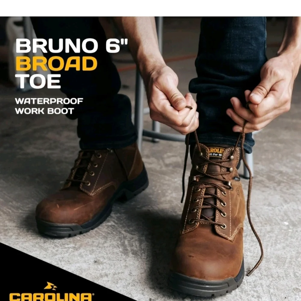 Carolina Waterproof Steel Toe Work Boots Brown Leather Lace Up Mens